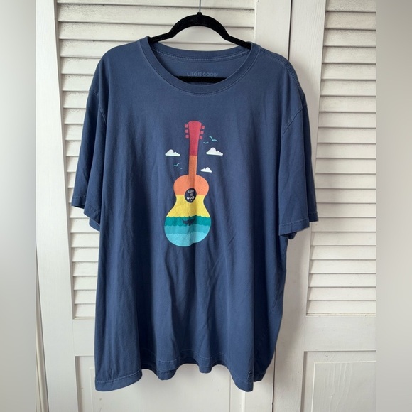Life is Good Crusher Tee – Guitar Beach Graphic  size XXXL - Picture 2 of 5
